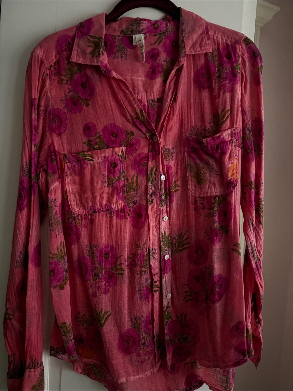 RAGA Pink Floral Button-Down Blouse